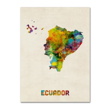 Michael Tompsett 'Ecuador Watercolor Map' Canvas Art,18x24